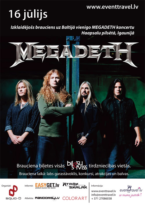 Brauciens: MEGADETH Igaunijā: afiša